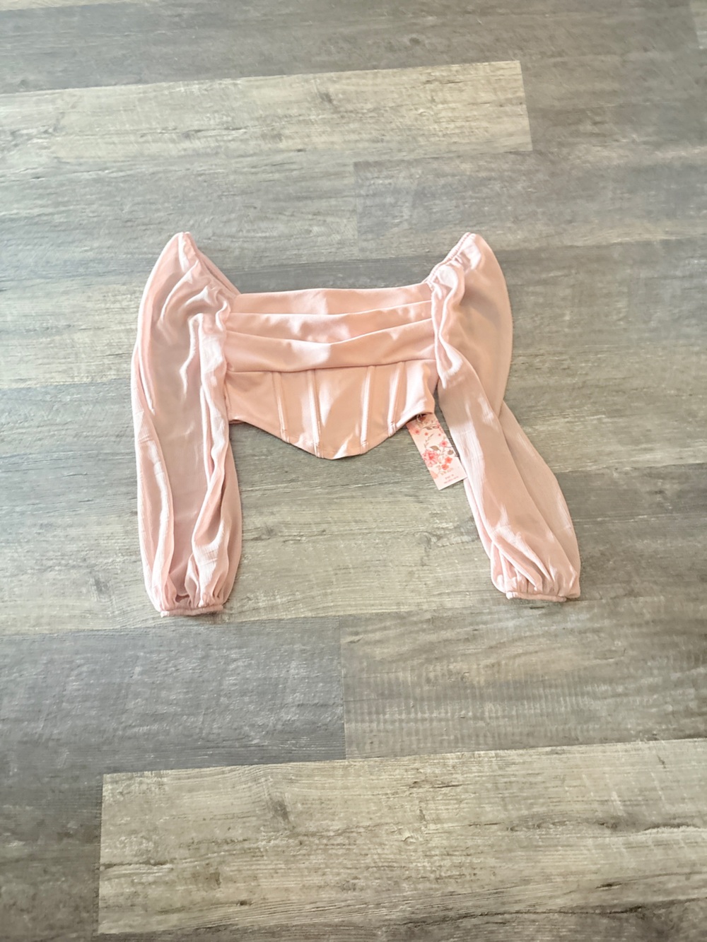 Girls Pink Puff-Sleeve Crop Top